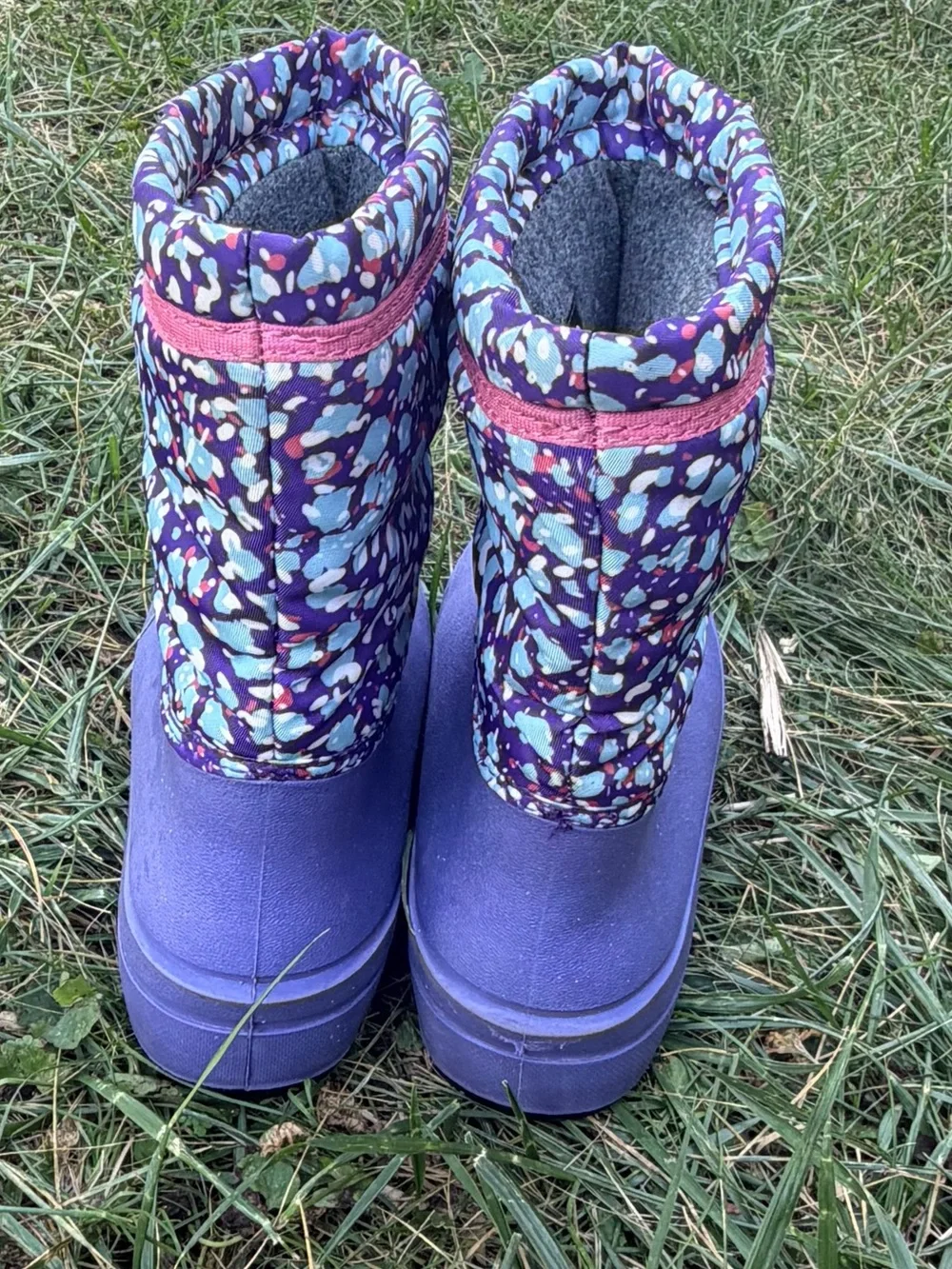 Bogs Kids Purple Winter Boots with Patterned Cuff
